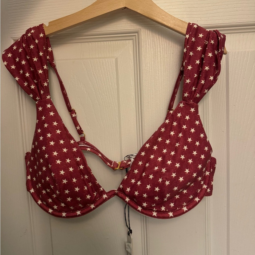 Red Star-Patterned Women's Bra